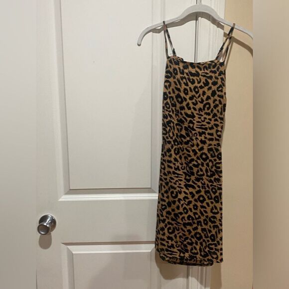 Missguided Mini Dress Leopard Print Cami Bow Tie Back US Size 0 - Picture 7 of 9
